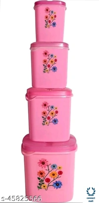 Essential Plastic Jars & Containers - L X H X W :11 X 8 X 5.5, Pink, Plastic, Other Airtight, 8 Piece of 1 Pack